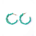 Beaded Sea Green Open Hoop Earrings - Image 3
