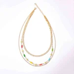 Floral Beaded Layered Chain Necklace - Image 5