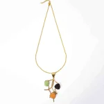 Brass Stone Studded Pendant Necklace - Image 4