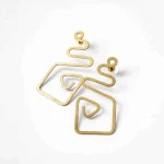 Brass Geometric Spiral Drop Earrings - Image 3