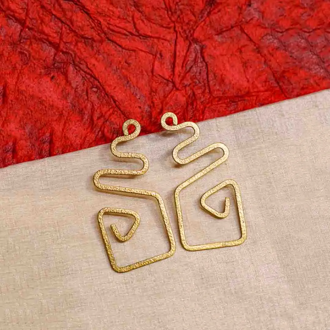 234-Th-1.webp Brass Geometric Spiral Drop Earrings - Image 1