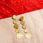 Brass Disc Dangle Earrings - Image 4
