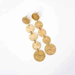 Brass Disc Dangle Earrings - Image 2