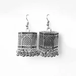 Silver Hexagonal Jharokha Jhumka - Image 4