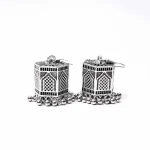 Silver Hexagonal Jharokha Jhumka - Image 5