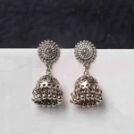 Intricate Oxidised Round Top Jhumka Earrings