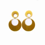 Brass Round Circular Drop Earrings - Image 3