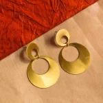 Brass Round Circular Drop Earrings