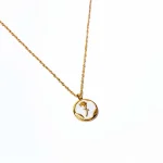Golden Engraved Rose Shimmer Chain Pendant Necklace - Image 5
