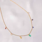 Colourful Dainty Crystal Gems Chain Necklace - Image 2