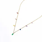 Colourful Dainty Crystal Gems Chain Necklace - Image 4