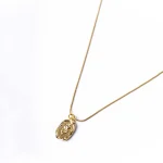 Golden Engraved Rose Pendant Necklace - Image 3