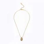 Golden Engraved Rose Pendant Necklace - Image 4