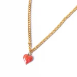Gold Tone Shimmery Heart Chain Necklace - Image 3