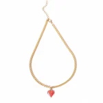 Gold Tone Shimmery Heart Chain Necklace - Image 4