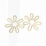 Brass Floral Wired Drop Earrings - Image 3