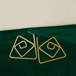 Brass Assymetrical Geometrical Drop Earrings - Image 2