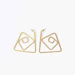 Brass Assymetrical Geometrical Drop Earrings - Image 3