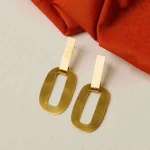 Brass Oval Like Drop Earrings - Image 2