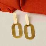 Brass Oval Like Drop Earrings