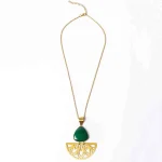 Filigree Green Stoned Pendant Necklace - Image 3