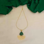 Filigree Green Stoned Pendant Necklace