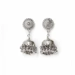 Intricate Silver Small Dome Bell Jhumka - Image 5