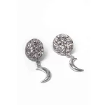 Intricate Floral Crescent Stud Earrings - Image 4