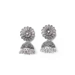Ornate Flower Stud Jhumka - Image 3
