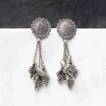 Oxidised Beaded Chain Dangle Earrings - Image 4