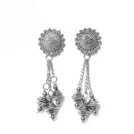 Oxidised Beaded Chain Dangle Earrings - Image 3