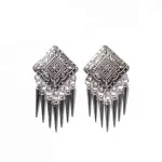 Intricate Silver Spike Earrings - Image 5