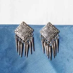 Intricate Silver Spike Earrings