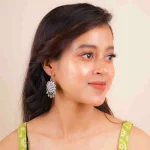 Floral Oxidised Drop Earrings - Image 3