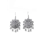 Floral Oxidised Drop Earrings - Image 5