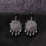 Floral Oxidised Drop Earrings