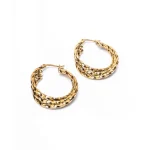 Golden Tripple Layered Wavy Hoops - Image 2