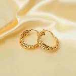 Golden Tripple Layered Wavy Hoops