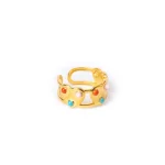 Colourful Heart Gold Toned Open Ring - Image 2