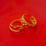 Pack of 2 Golden Textured Bold Rings - Image 4