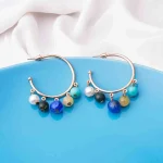 Circular Beaded Open Hoop Earrings - Image 4