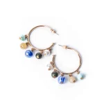 Circular Beaded Open Hoop Earrings - Image 3