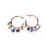 Circular Beaded Open Hoop Earrings - Image 2