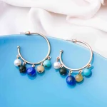 Circular Beaded Open Hoop Earrings