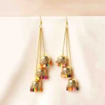 Golden Layered Colourful Jhumka Earrings