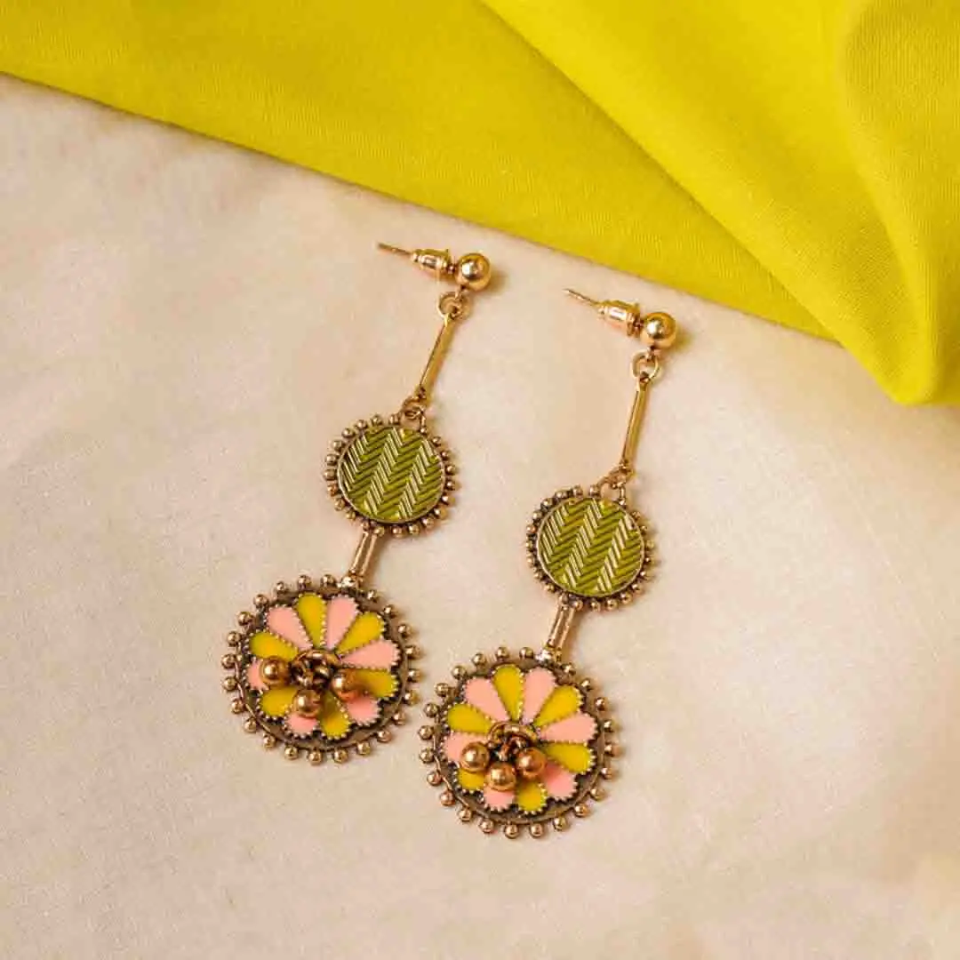 72-Th-1-1.webp Bright Dual Coloured Floral Enamel Earrings - Image 1