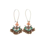 Floral Antique Gold Ghungroo Earrings - Image 3