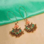 Floral Antique Gold Ghungroo Earrings