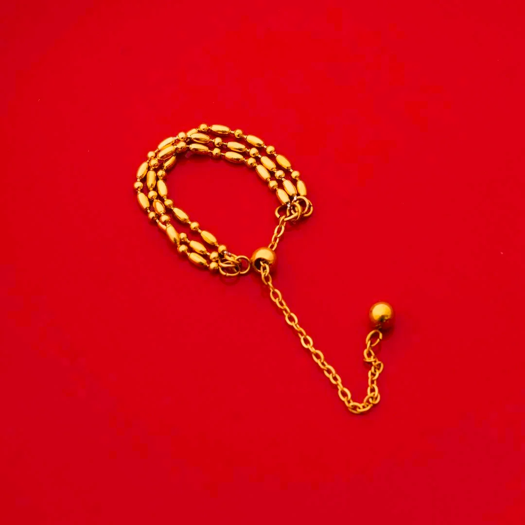 94-Th-1.webp Golden Beaded Layered Chain Ring - Image 1