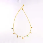 Golden Colourful Rectangular Crystal Gems Necklace - Image 3
